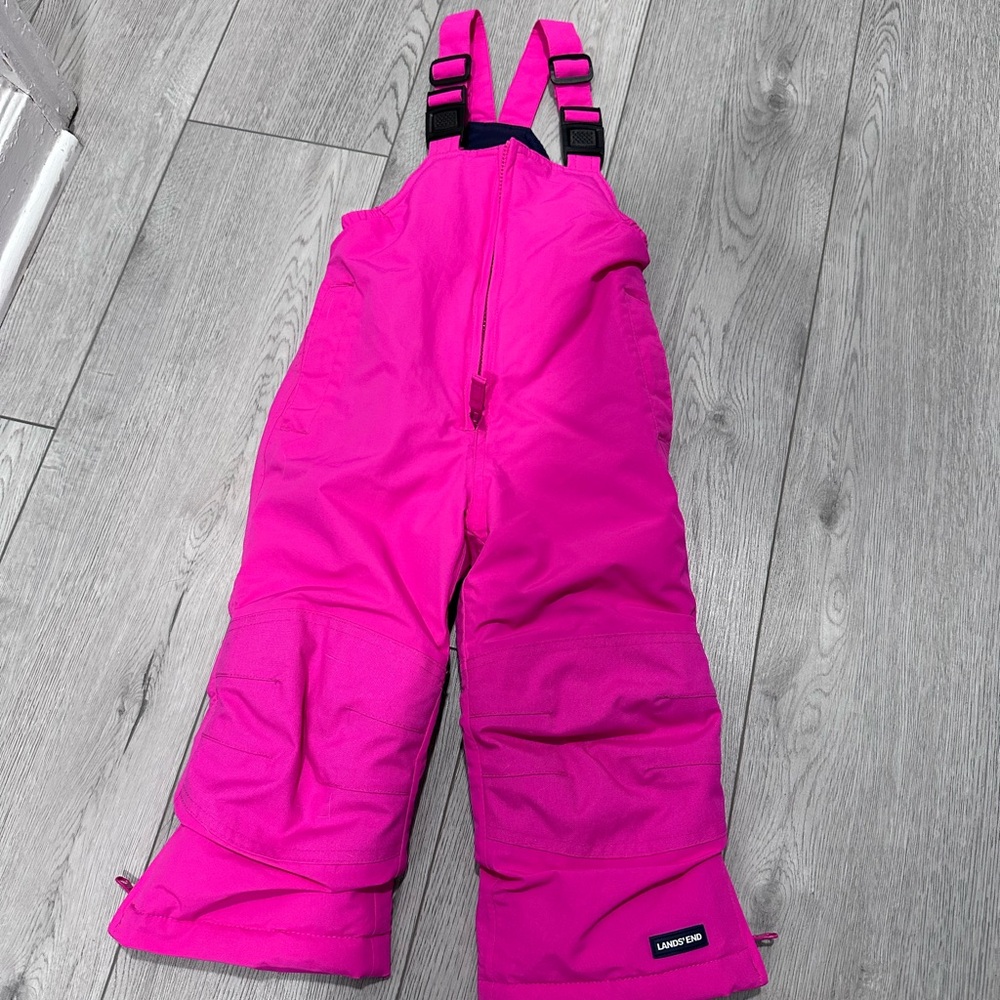 Lands' End Pink Snow Bib Overalls